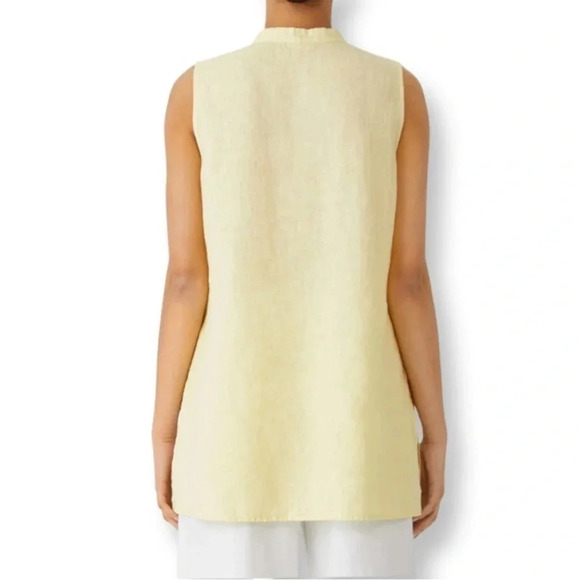 NWT EILEEN FISHER Band Collar Organic Linen Shirt - Picture 3 of 6